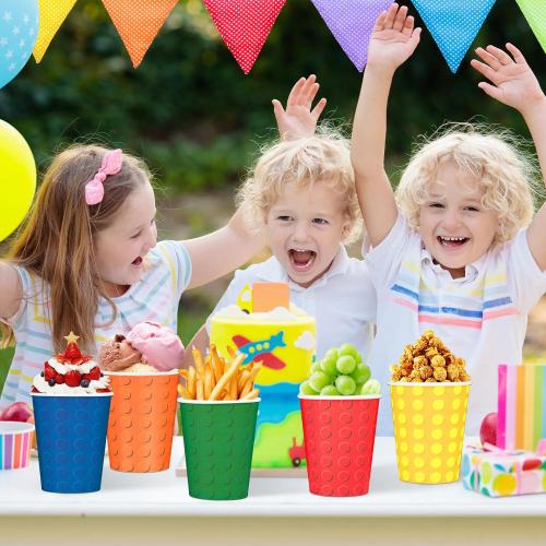 100pcs Building Blocks Party Paper Cups Colorful Blocks Bricks Disposable Cups for Block Party Decorations Building Bricks Paper Drinking Cups for Building Block Birthday Party Supplies and Favors