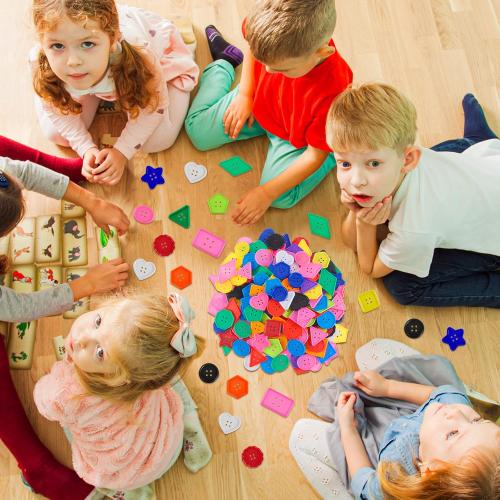 Big Bright Buttons Craft 1.2 Inch Kids Vivid Colors Large Buttons Plastic Assorted Cute Shape Colorful Toys for Arts, Crafts DIY Projects(200 Pcs)