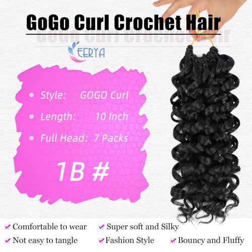 7 Packs Curly Crochet Hair for Black Women 10 Inch GoGo Curl Crochet Hair