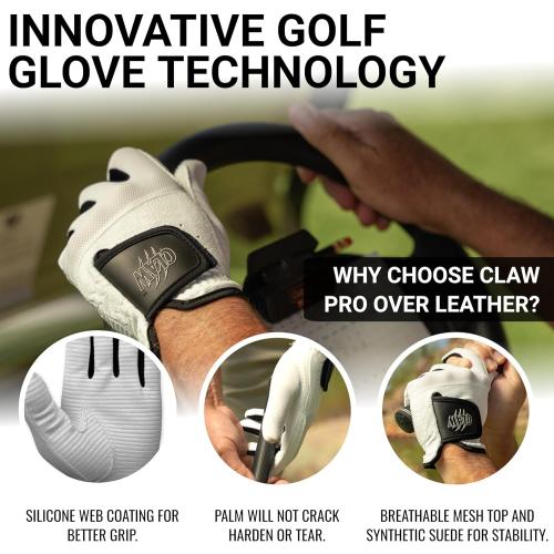 CaddyDaddy Claw PRO and Claw MAX Golf Gloves for Men | 100% Synthetic | Flex-Mesh Design for Cool Ventilation | Lasts Way Longer Than Leather | Silicone-Web Coating for Maximum Grip | Machine Washable