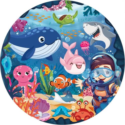 Puzzles for Kids Ages 4-6, Large 70 Piece Round Ocean Floor Puzzles, Kids Puzzles 4-6 with Colorful Underwater World, Educational Learning Toys for 3, 4, 5, 6, 7, 8