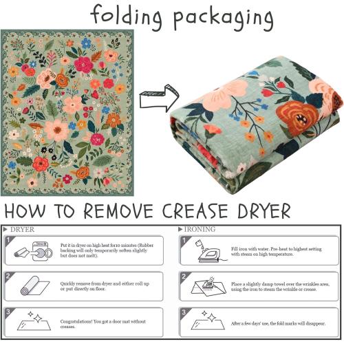 Size Large Color Green Living Room Rug  Rug Machine Washable Boho Area Rug Non Slip Floral Vintage Low Pile Large Rugs for Living Room, Bedroom, Farmhouse, Dining Room, Kids Playroom(Green)