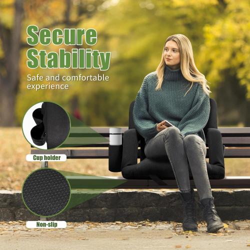 Extra Wide Bleacher Chairs with Back and Cushion Folding Stadium Chairs, Sofa Style Design ，6 Reclining Positions Waterproof Bleacher Seats (Black, Wide-26in)