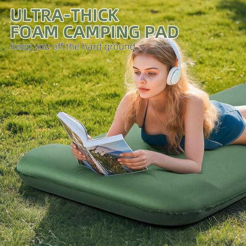 Memory Sleeping Pad, 3.1 Ultra-Thick Foam Sleeping Mats for Camping, Easy Inflate&Deflate,9.5 R-Value Insulated Camping Mattress Pad with Pillow, for Car Travel Tent