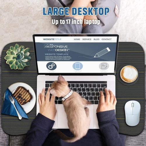 Zapuno Foldable Laptop Bed Table, Laptop Desk, Breakfast Tray, Arc Shape | Multi-function Lap Bed Tray, Storage Drawer and Water Bottle Holder, Slot for Eating, Working, For Bed/Couch/Sofa