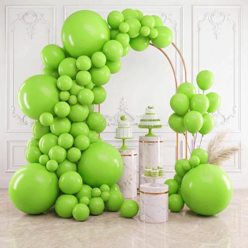 RUBFAC  Lime Green Balloons Different Sizes 18 12 10 5 Inch Light Fruit Neon Green Latex Balloon Garland Arch Kit for Birthday Party Dinosaur Jungle Baby Shower Decoration