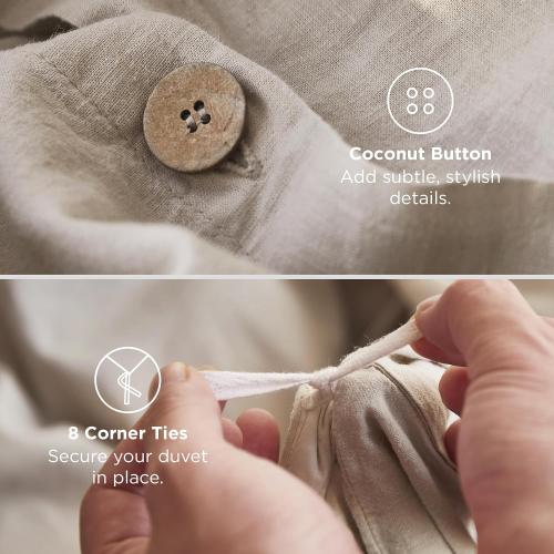 Light Khaki Bedsure Linen Duvet Cover California King - Linen Cotton Blend Bedding Set, Soft & Cozy, 3 Pieces, 1 Duvet Cover 104x98 and 2 Pillowcases, Light Khaki Color Cooling Bedding, Comforter Sold Separately