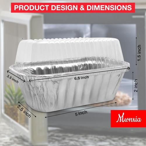 Disposable Mini Aluminum Loaf Pans with Lids & “Handmade with Love” Stickers, 6″ × 3.5″ × 2″, Pack of 25 Perfect for Baking Holiday Baked Bread Mini Cakes, Meatloaf, Banana Bread