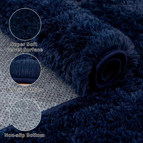 Large Area Rugs for Living Room Bedroom, Dark ? Navy Blue Fluffy Shag Rug, Ultra Soft Shaggy Plush Fuzzy Modern Indoor Throw Floor Carpet for Kids Girls Boys Dorm Nursery Home Decor Aesthetic