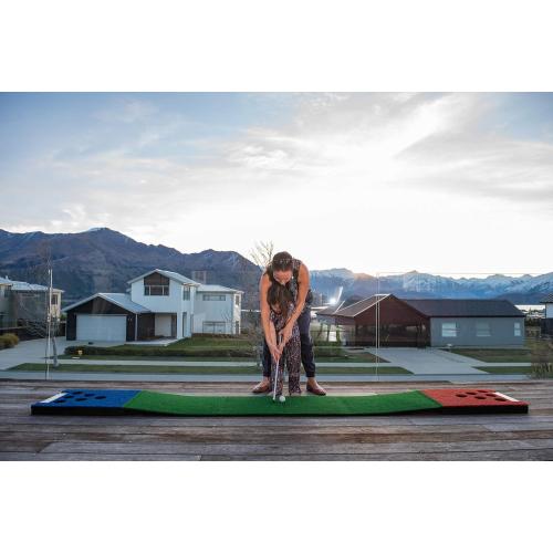 Indoor-Outdoor Golf Game Set - Golf Pong Putting Game with 11 Ft. Flat Green, 2 Height-Adjustable Putters, 2 Balls, & Bag. Portable Tailgating or Backyard Games for All Ages by Putt Partee