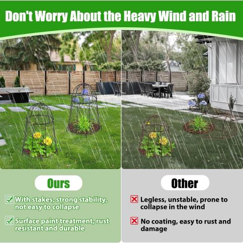 8 Pack Garden Cloches for Plants, Sturdy Chicken Wire Cloches Plant Cover | Includes 6 Ground Stakes, Large Wire Cage, Animal Barrier, Protect Plants from Rabbits, Squirrels, Birds & Chickens
