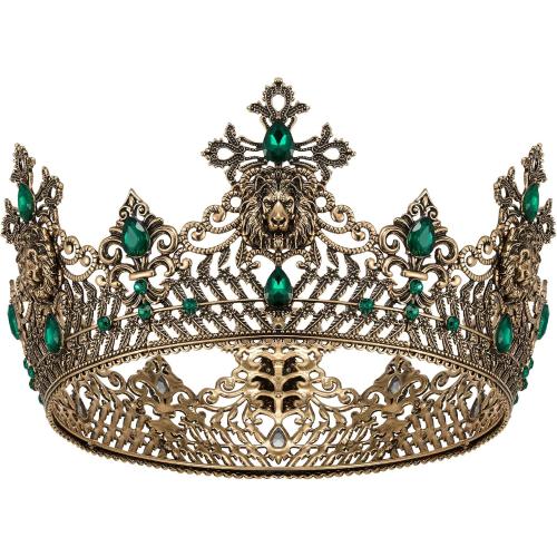 SWEETV King Crown for Men, Men's Tiara Prince Diadem, Royal Medieval Hair Accessory for Cosplay Birthday Prom Halloween