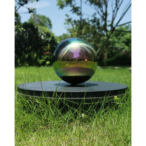 Rainbow Gazing Globe Mirror Ball in Stainless Steel, Shiny Hollow Sphere Sparkling Housewarming Outdoor Ornament (8 Inch)