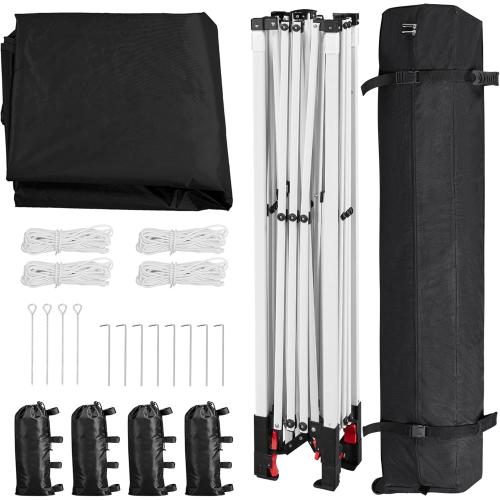 Yaheetech Pop Up Canopy Tent with Vent, Easy Set Up Tent, Instant Sun Shelter Canopy with Wheeled Bag, 4 Sandbags, 12 Stakes & 4 Ropes, for Parties, Beach, Outdoor, Black