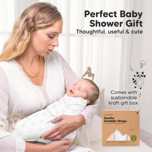 3-Pack Organic Baby Swaddle Sleep Sacks - Swaddles for Newborns, Infant 0-3 Months, Baby Girls, Boys, Soft & Snug Newborn Sleep Sack, Nursery Swaddling Blankets (ABC Land Rose, OS)