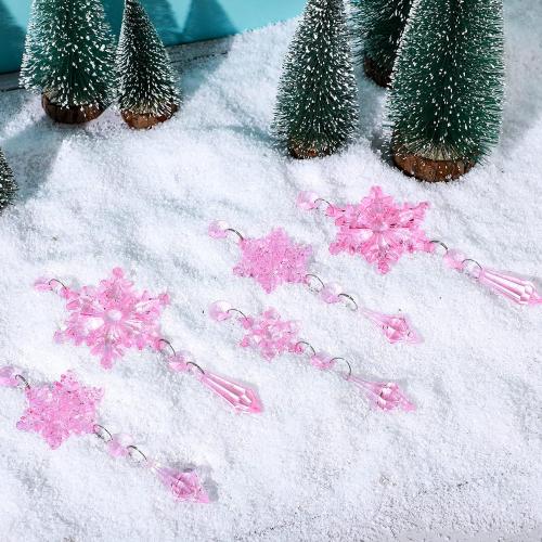 Boao Light Pink 15 Pcs Crystal Snowflake Ornaments for Winter Acrylic Snowflake Decorations Wonderland for Party Favor Celebration