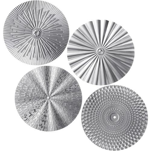 Hicarer 4 Pcs 12 Inch Silver Metal Wall Art Decor Modern Sunburst Decor