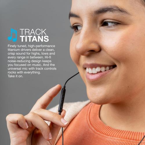 JLab JBuds Pro Signature Wired Earbuds, USB-C Connection, Music Controls, Universal Mic, Custom Fit with Cush Fins, Black
