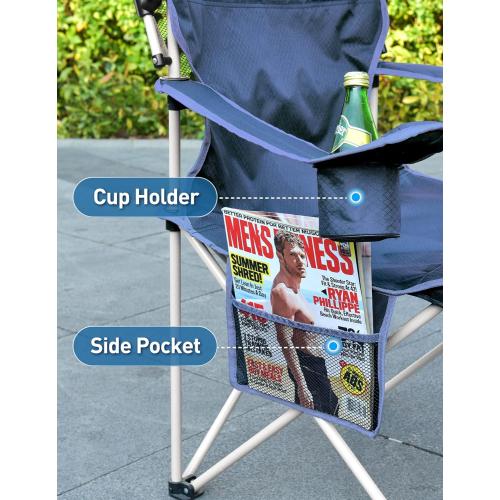 Beach Chair with Canopy Shade, Folding Camping Chair with Canopy with Cup Holder, Side Pocket for Camp, Beach, Tailgates, Fishing - Support 330 LBS