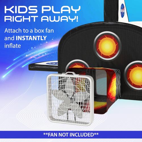 W&O Space Explorer Aerodome with LED Lights & Blast-Off Button – Inflates in Seconds to Create an Immersive Space Adventure for Kids Ages 3-12 – Inflatable Rocket Ship Tent (Fan Not Included)