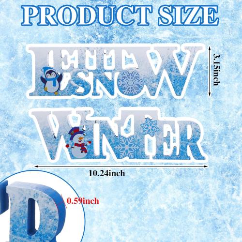 Jetec 2 Pieces Winter LED Snow Tabletop Centerpiece Table Snowflake Snowmen Wooden Sign Lighted Ornament for Snowflake Tiered Tray Decor Wonderland Christmas Party(Blue, White)