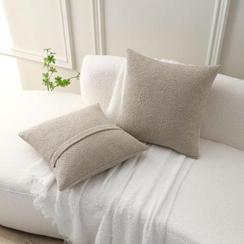 FUTEI Pack of 2 Oatmeal Decorative Throw Pillow Covers 24x24 Inch Soft Cozy Solid Boucle Textured European Cushion Case,Modern Home Decor for Couch Bed Living Room