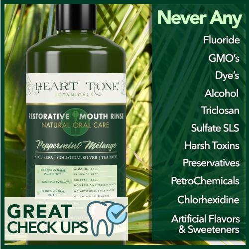 Colloidal Silver Mouthwash | Nano Silver Alcohol-Free Mouth Rinse | Aloe Vera, Zinc, MSM & 18 Botanical CO2 Extracts | pH Balanced | Fluoride Free | Peppermint
