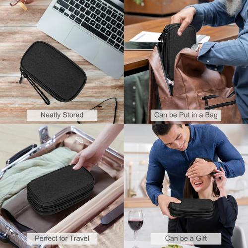 FYY Travel Cable Organizer Pouch Electronic Accessories Carry Case Portable Waterproof Double Layers All-in-One Storage Bag for Cord, Charger, Phone, Earphone Black