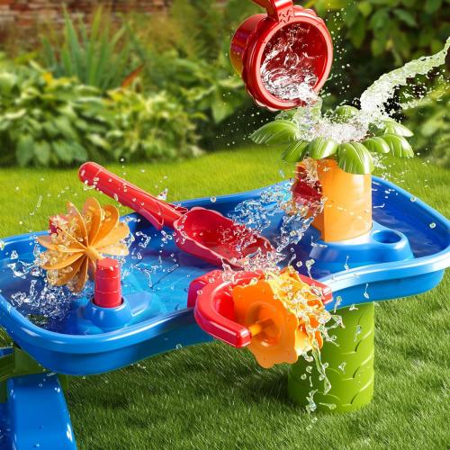 Water Table for Kids 3 4 5 6 7 Years Old, 3-Tier 4 Areas Water Table Activity Sensory Outside Toys for Toddlers 3-5, Beach Backyard Outdoor Play Table Gift for Boys Girls