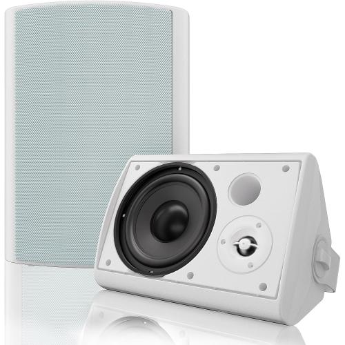 Herdio 6.5 Inches Outdoor Bluetooth Speakers Waterproof with Powerful Bass,Wall Mount Speakers Wired Weather Resistant for Patio Home Deck Porch Backyard 400 Watts(White)