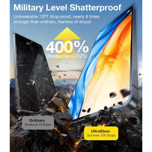 UltraGlass Unbreak 9H  Glass for Samsung Galaxy S25 Ultra Screen Protector [Military Grade Shatterproof & Longest Durable] Galaxy Screen Protector S25 Ultra Tempered Glass Full Coverage, 2 Pack