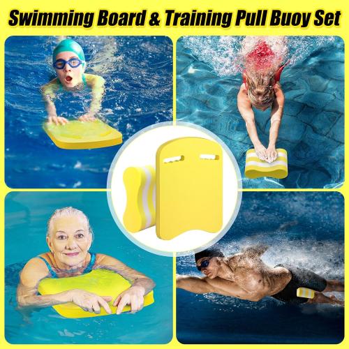 2 Pcs Swimming Kickboard Pull Buoy Set Training Aid Float Pull Buoy Leg Float Swimming Training Equipment Accessories for Hand Leg Adults Children Beginners Exercise Fitness