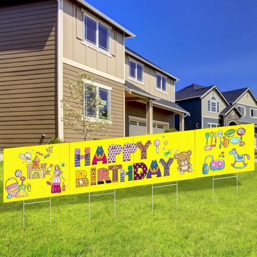 Tuanse 20 Pack Blank Yard Signs with Stakes Bulk Corrugated Plastic Lawn Signs Double Size for Garage Sale Real Estate Open House Rent Guidepost Birthday Party Decorations(16 x 12 Inch,Yellow)