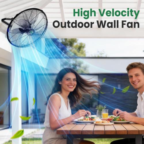 Solar Powered Fan for Outside Wall Mount with Smart Thermostat | 18 Heavy Duty Outdoor Fans with Battery, Waterproof, Metal Build, for Patios, Horse Stall, Chicken Coop, 3 Speeds, 180° Tilt