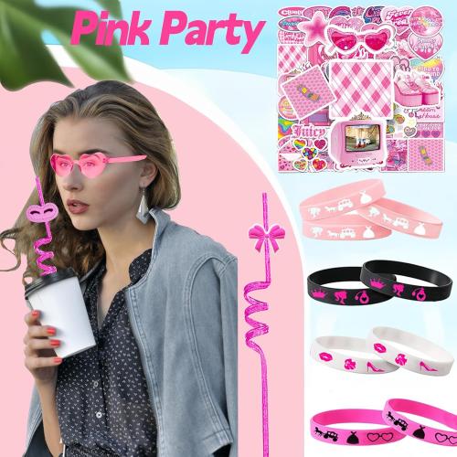 122 Pcs Pink Party Favors Pink Toy Gift Goodie Bag Stuffer Filler Makeup Party Decorations,Princess Theme Birthday Party Favors Decorations.