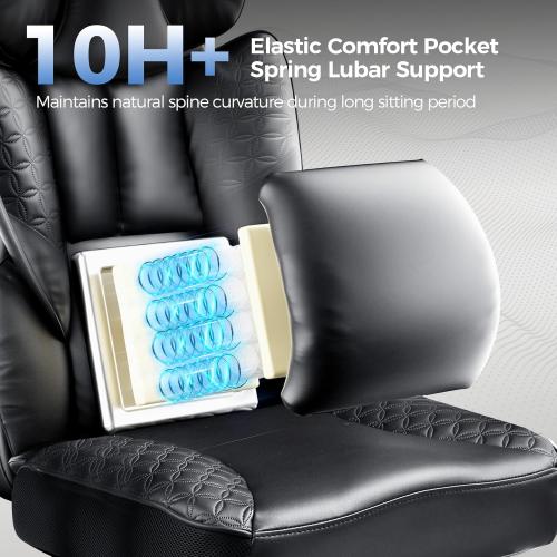 GTPLAYER Big and Tall Gaming Chair 400lbs Heavy Duty Office Chair with Foot Rest & Ergonomic Pocket Spring Lumbar Support, High Back 3D Saddle Shaped Cushion for Back Pain Relief, Matte-Black ⚠️MISSING BOTTOM WHEEL CONNECTOR KNOB SCREW⚠️