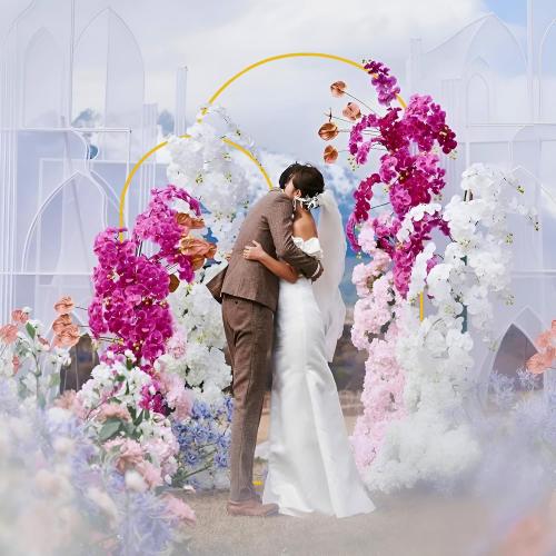 Asee'm Gold Metal Wedding Arch Backdrop Stand Set of 2 (7.2FT, 6FT)
