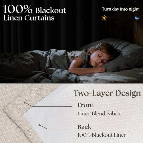 Extra Wide Pleated Linen Blackout Curtains 84 Inches Long for Bedroom Sliding Glass Door Memory Trained Pinch Pleat Double Layer Black Out Room Darkening Heat Blocking Curtain 70W x 84L 1 Panel