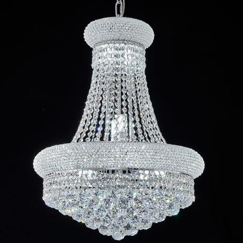 12 - Light Unique Empire Crystal Chandelier for Foyer Entrance Living Room Dining Room Bedroom Entryway Chrome Finish