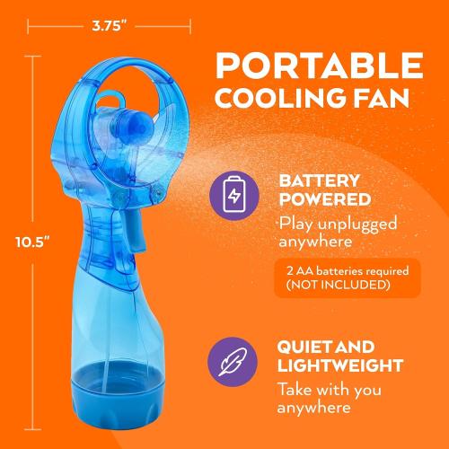 O2COOL Deluxe Handheld Battery Powered Water Misting Fan (Light Blue)