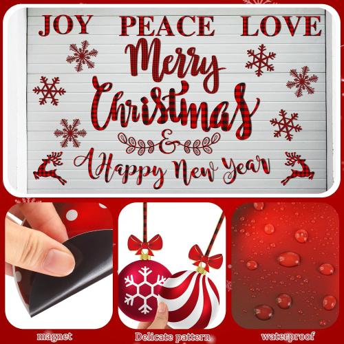 47 Pcs Christmas Garage Door Magnets Holiday Garage Magnets Decoration Merry Christmas Garage Door Decorations for Xmas Refrigerator Fridge Kitchen Car Outdoor(Buffalo Plaid)