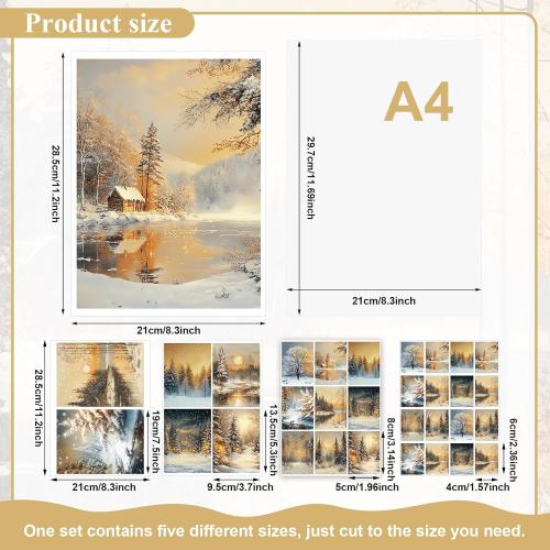 20 Pcs Decoupage Paper 8.3x11.2 Christmas Decoupage Paper Pack Papers Retro for Craft and Scrapbooking(Winter)