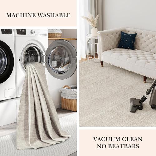 Valenrug Washable Rugs 2x3 - Stain Resistant 2x3 Entryway Area Rugs for Living Room, Non Slip Backing Large Area Rugs for Bedroom, Folable Door Mat (2'x3', Beige)