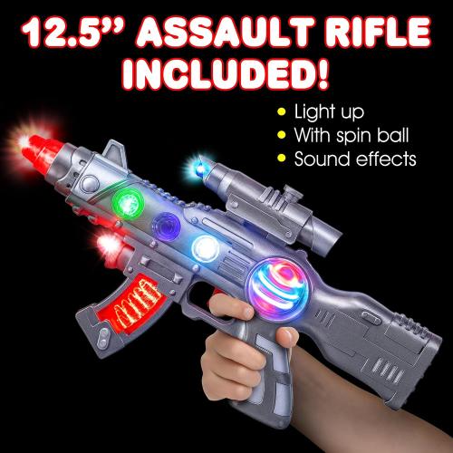 Silver ArtCreativity Light Up Space Gun Toy for Kids - 12.5 Inch Alien Blaster with Multicolor LEDs, Sound Effects, Batteries Included, Fun Halloween Costume Accessory and Party Toy