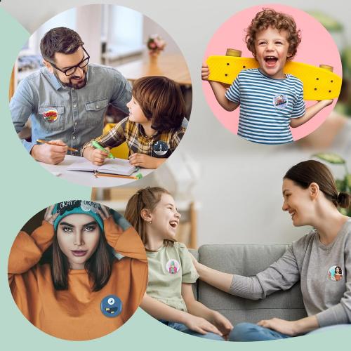 200 Sets 2.25 inch Button Maker Supplies, 58mm Button Supplies Parts Badge Part, Buttons Making Supplies, Includes Metal Pin Back Cover, Metal Shells, Blank Paper&Clear Film