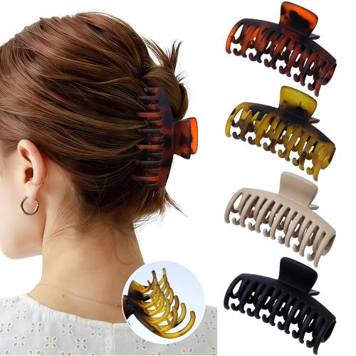 Mesovor 4 Pack 3.5 Double Row Teeth Claw Clips for Thin Fine Hair Non-Slip