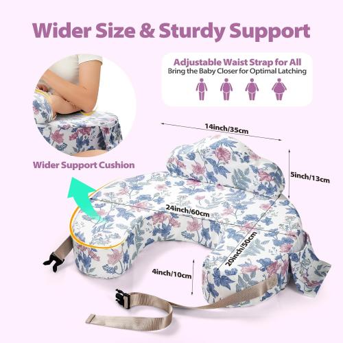 Nursing Pillow for Breastfeeding, with Safety Fence, Removable Cover
