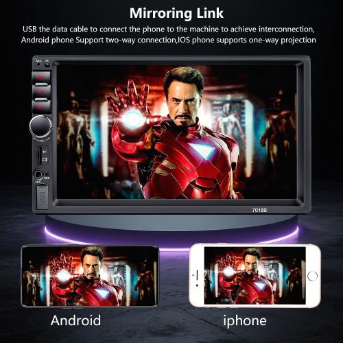 Double Din Car Stereo,7 Inch Car Radio with HD Touch Screen Bluetooth Car Stereo,Bluetooth Hands-Free Calling,Mirror Link,AUX/EQ/SWC