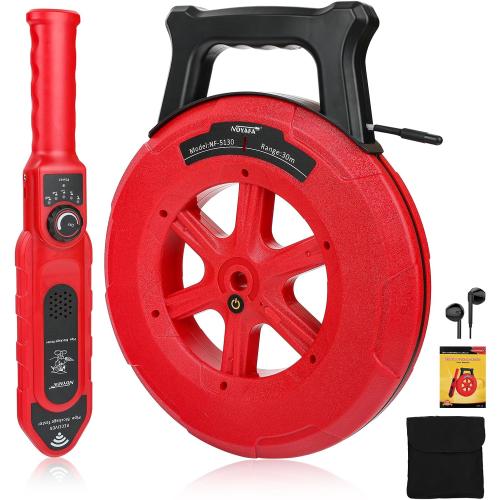 Red 100Ft Pipe Locator Underground Pipe Blockage Detector Locators Water Pipe Wall Scanner,Water Pipe Locator Pipeline Underground Diagnostic,Blocking Clogging Scanner for Concrete PVC Water Pipes 100ft