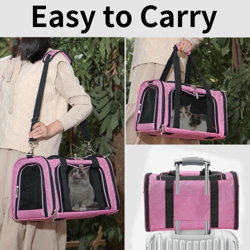 Soft-Sided Cat/Dog/Pet Carrier, Collapsible Pets Travel Carriers for Big Cats/Small Dogs with Shoulder Strap & Removable Mat, Mesh Puppy Carry Bag, Up to 25 Lbs (Pink)‼️light dirt‼️
